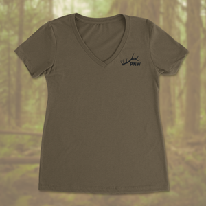 Pacific Northwest Elk T-Shirt - Women's V Neck