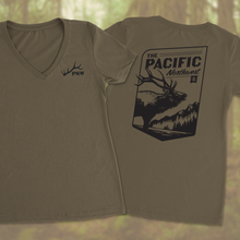 Load image into Gallery viewer, Pacific Northwest Elk T-Shirt - Women&#39;s V Neck